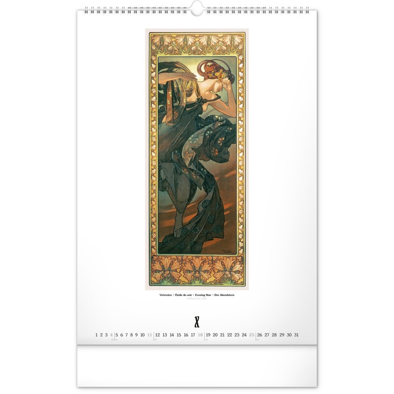Alphonse Mucha, képes falinaptár 2026