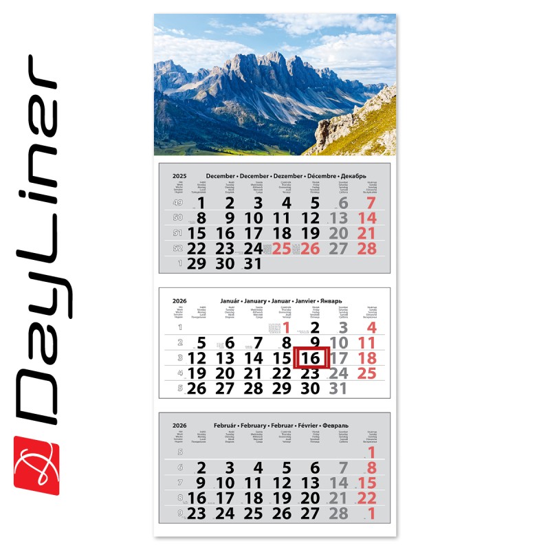 Medium Classic, 3 tömbös 3 hónapos speditőr naptár - Hegy fejrésszel