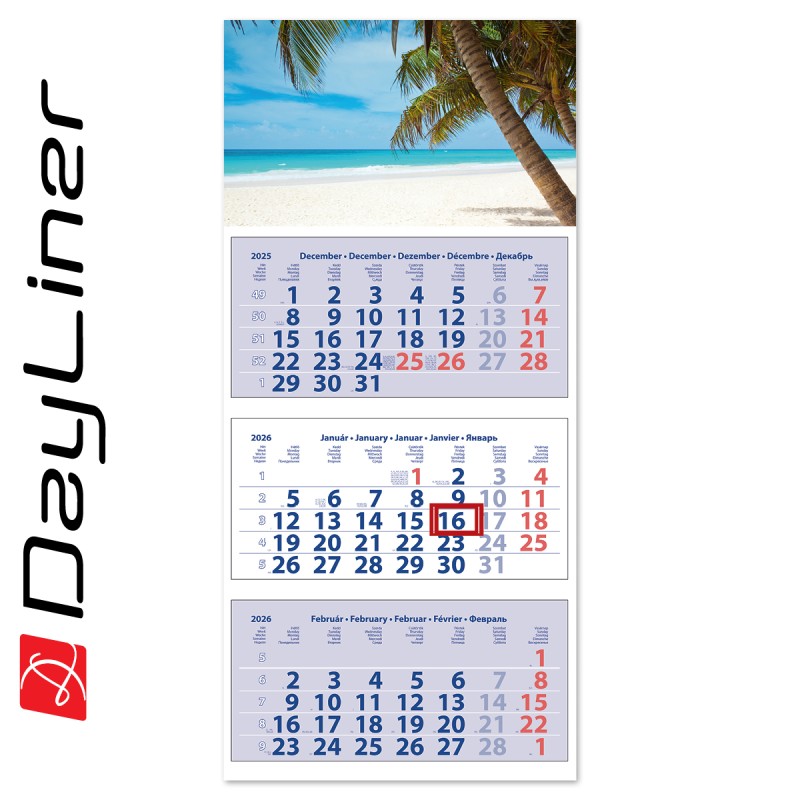 Medium Club, 3 tömbös 3 hónapos speditőr naptár - Tengerpart fejrésszel