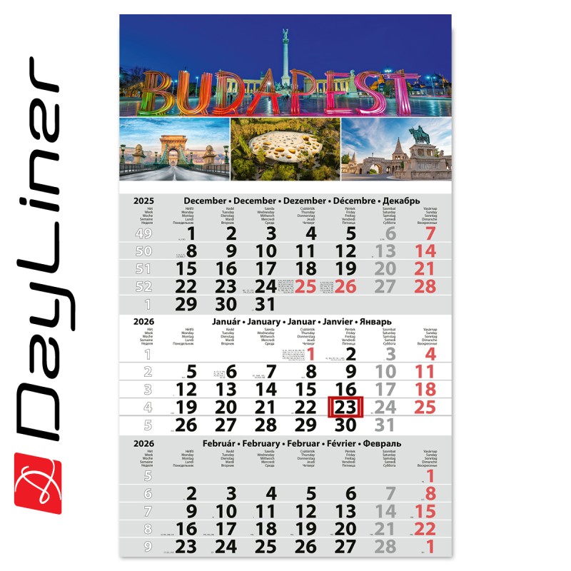 Primus Classic, 12 lapos speditőr naptár - Budapest fejrésszel