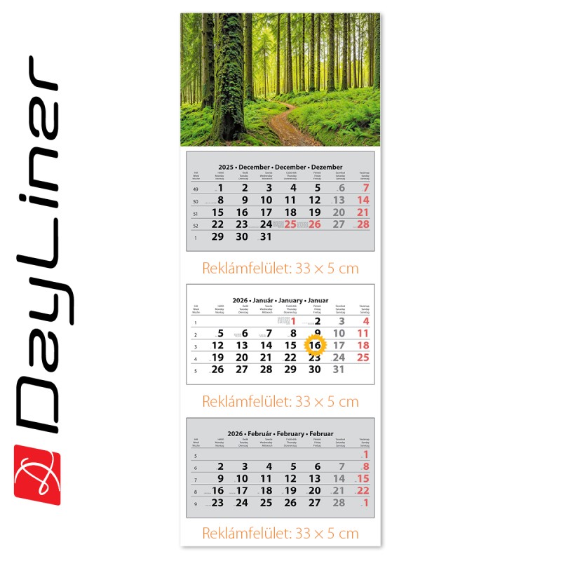 SP3, 3 tömbös 3 hónapos speditőr naptár - Erdő fejrésszel