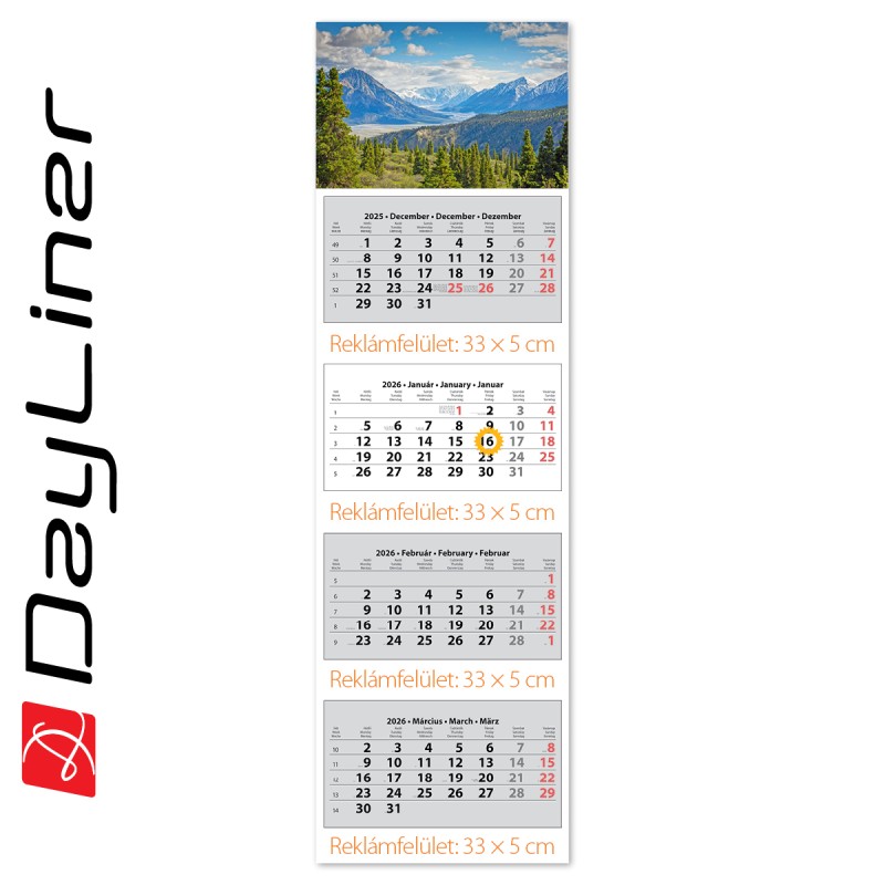 SP4, 4 tömbös 4 hónapos speditőr naptár - Hegy fejrésszel