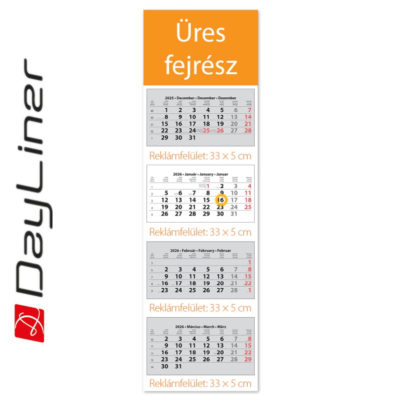 SP4, 4 tömbös 4 hónapos speditőr naptár - Üres, nyomtatható fejrésszel