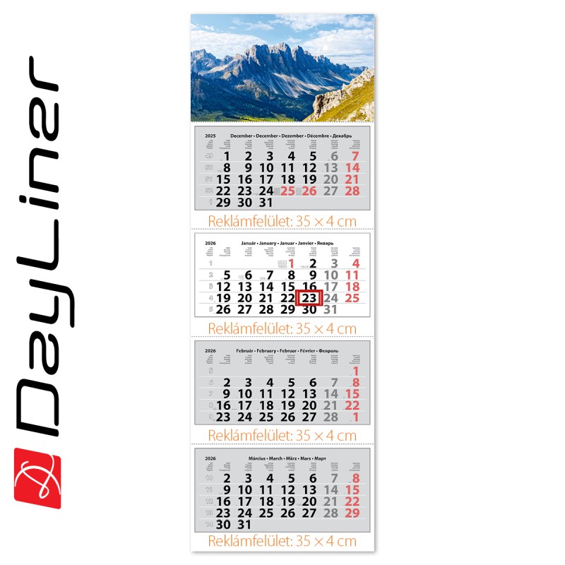 Szuper Maxi Classic, 4 tömbös 4 hónapos speditőr naptár - Hegy fejrésszel